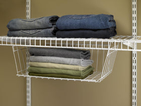 ClosetMaid wire hanging basket stackable setup for extra storage.