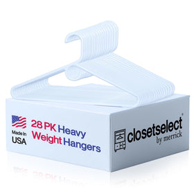 ClosetSelect heavy-duty hangers securely support bulky coats.