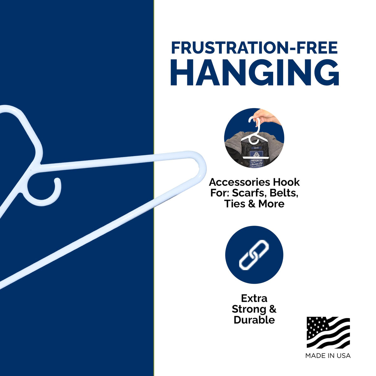 ClosetSelect hangers supporting heavy garments like coats and sweaters without slipping