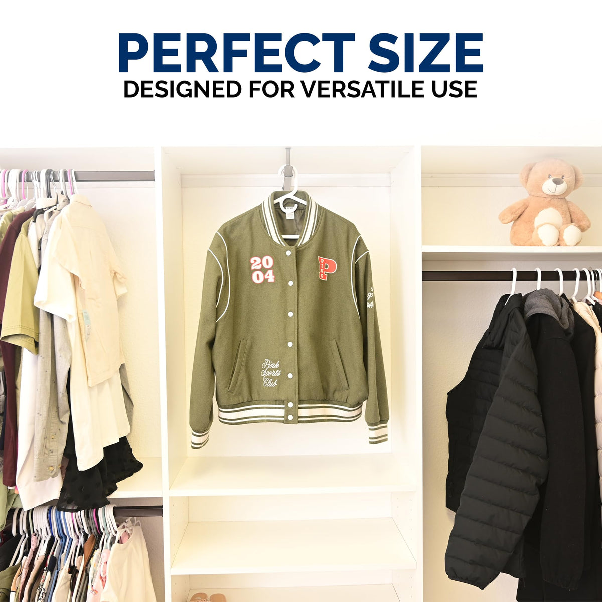 ClosetSelect made-in-USA badge visible on hanger packaging