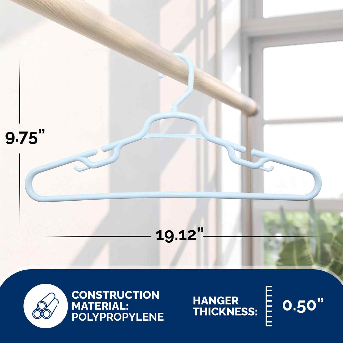 ClosetSelect Merrick durable plastic hanger resists weight and sagging.
