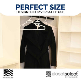 ClosetSelect Merrick smooth-design hanger prevents snags on fabrics.