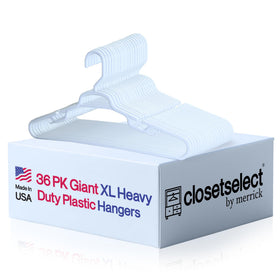 ClosetSelect Merrick XL 36-pack hanger supports heavy coats in a closet.
