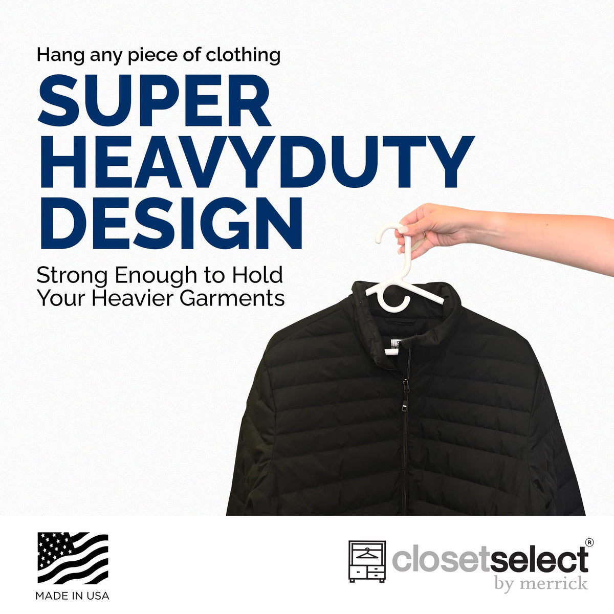 ClosetSelect white hanger suitable for dresses, coats, and suits