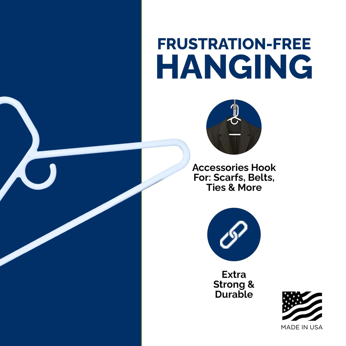 ClosetSelect wrinkle-free hangers help preserve garment shape.