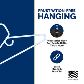ClosetSelect wrinkle-free hangers help preserve garment shape.