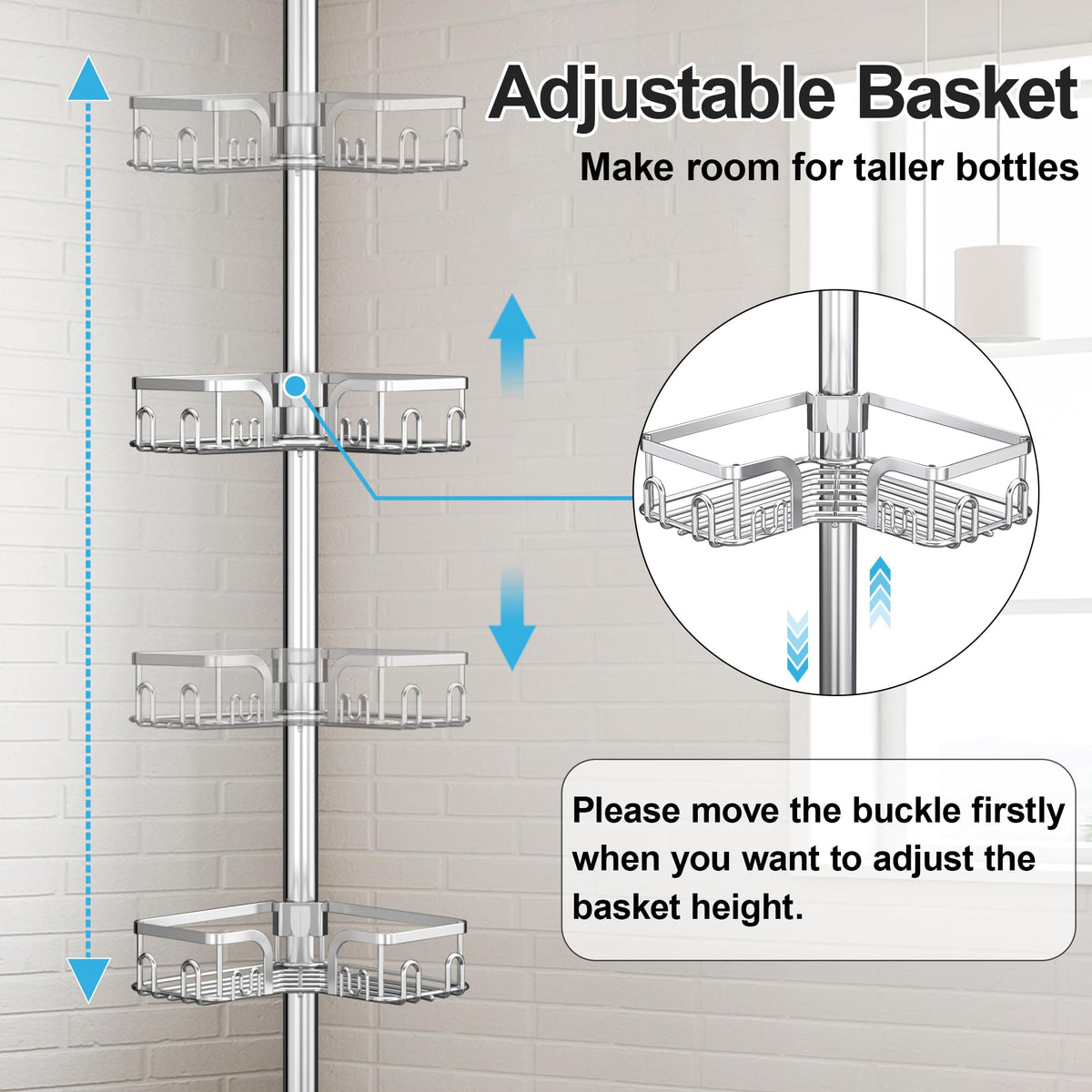 Clothink adjustable height shower pole makes setup quick and versatile for various spaces.