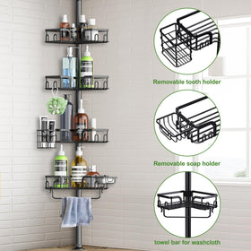 Clothink Corner Shower Caddy four-tier baskets maximize bathroom storage.