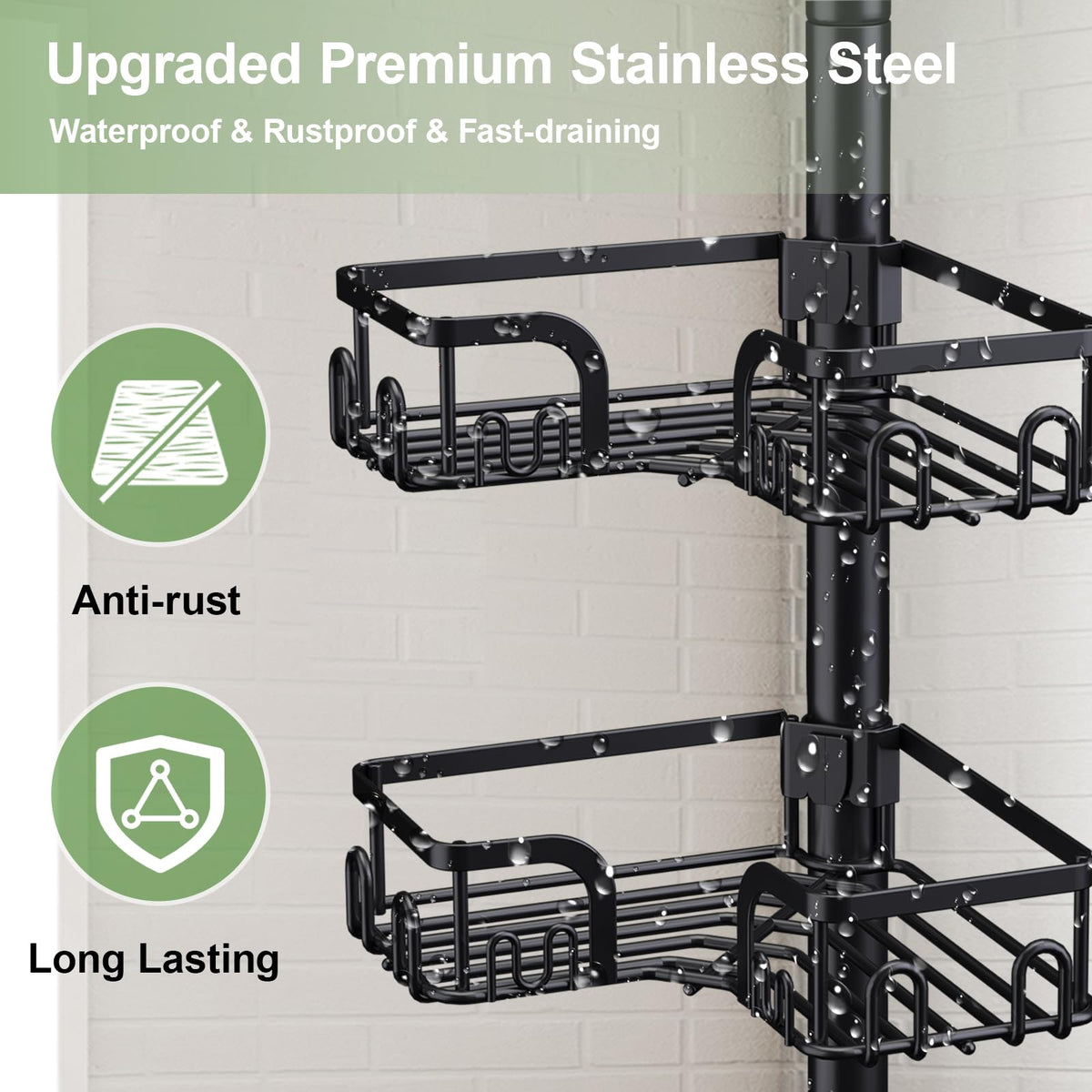 Clothink Corner Shower Caddy soap holder keeps liquids tidy and reachable.