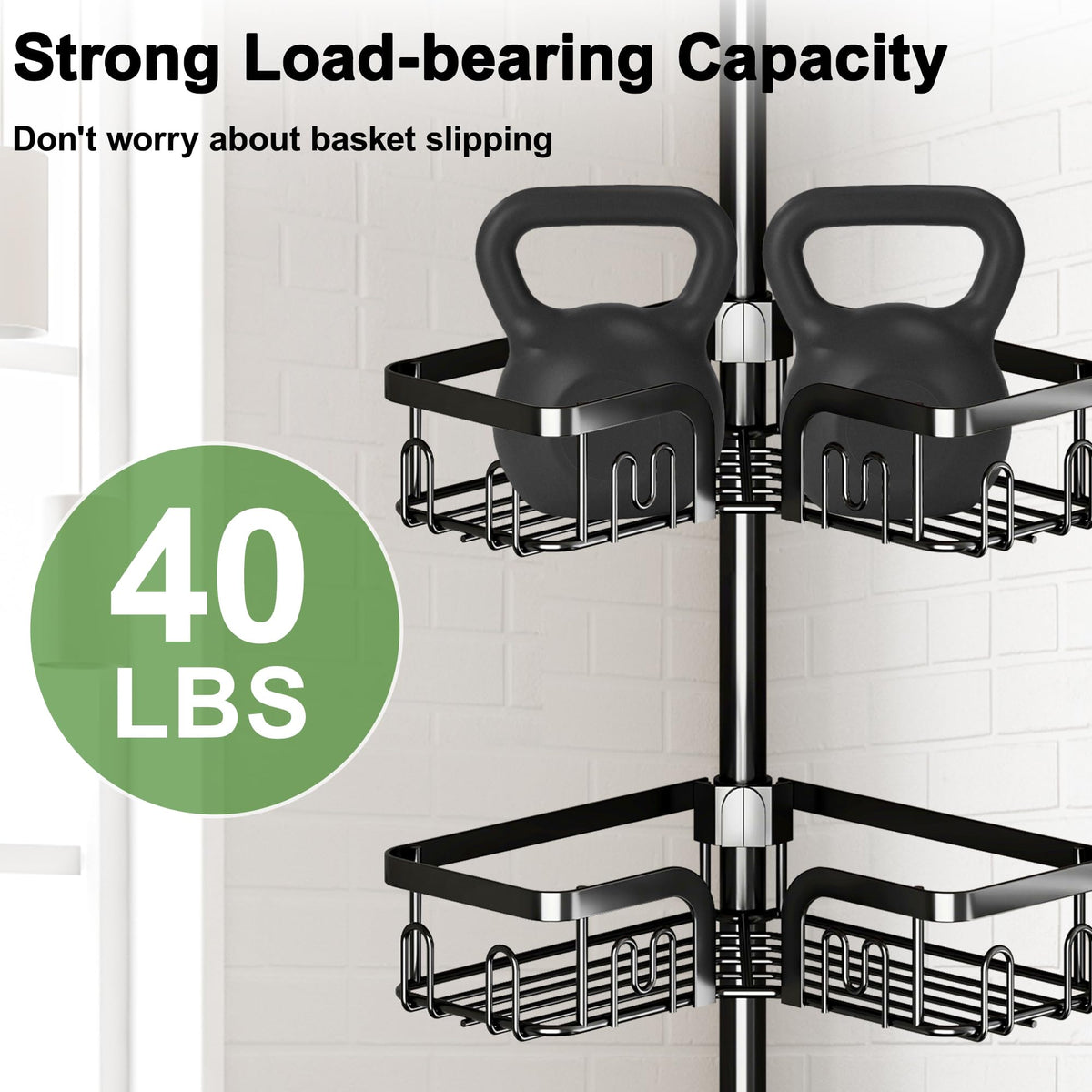 Clothink Corner Shower Caddy toothbrush holder keeps brushes organized.