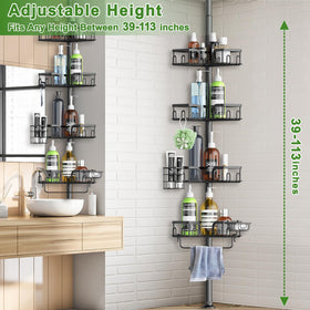 Clothink Corner Shower Caddy towel bar adds a convenient drying spot.