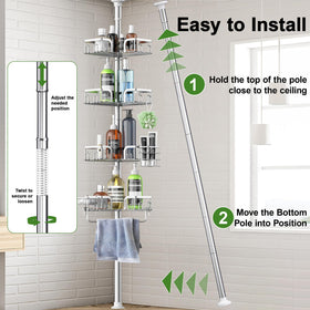 Clothink soap holder and towel bar add convenient storage within reach.