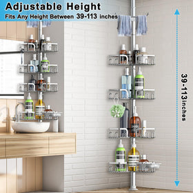 Clothink stainless steel shower shelf 4-tier keeps bottles organized and drainage efficient.