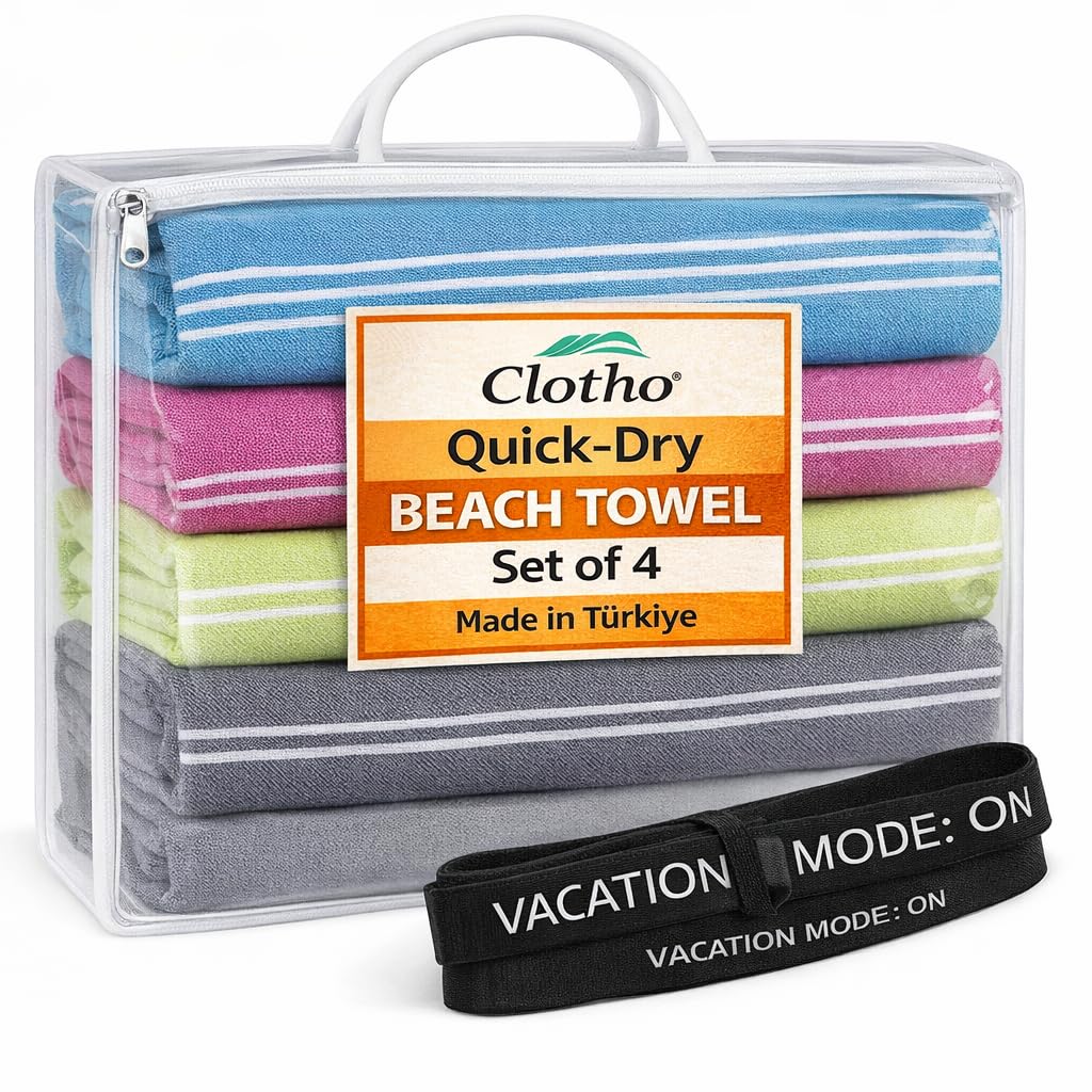 Clotho Turkish Beach Towel Set laid flat, oversized 40x70 for beach days.