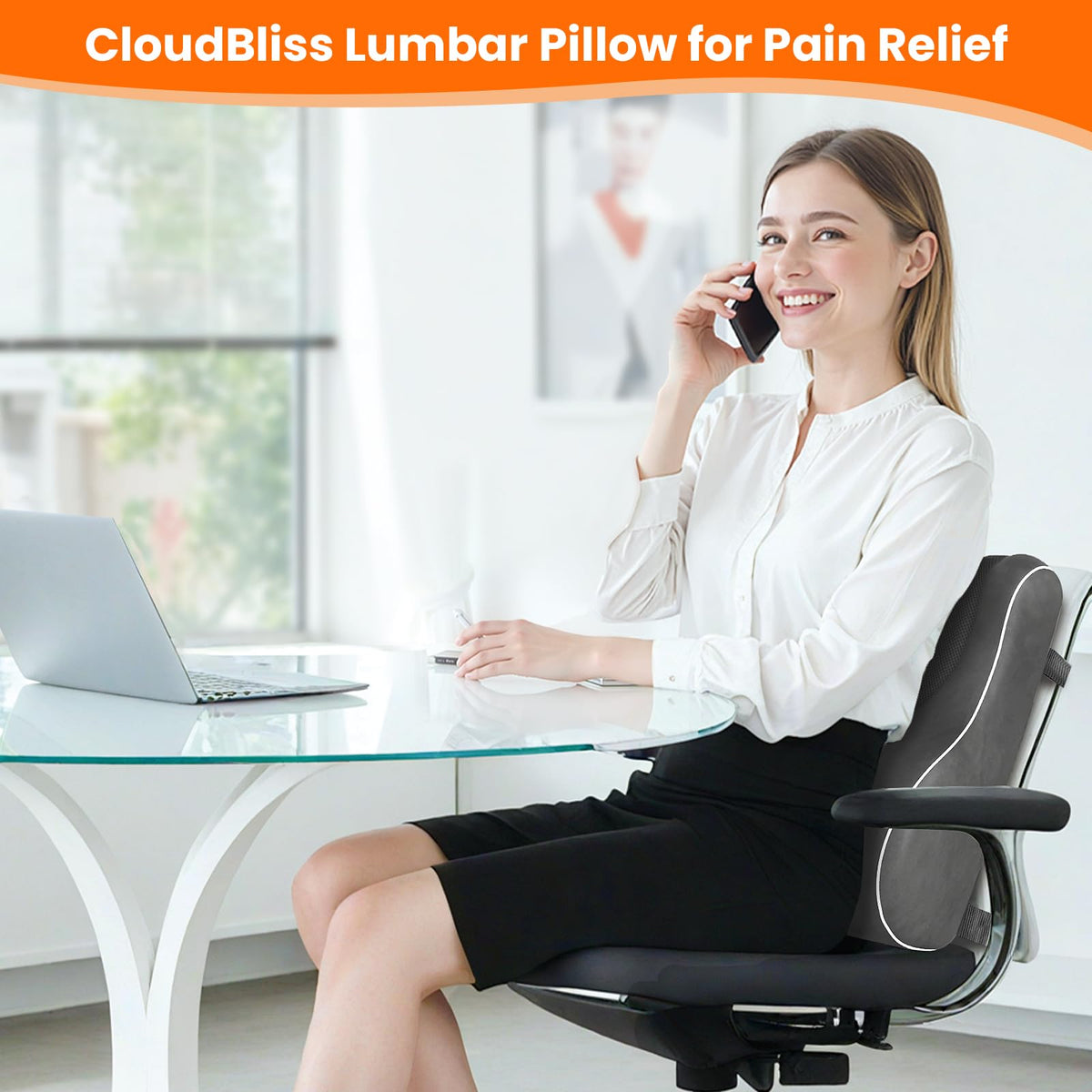 CloudBliss lumbar pillow side profile highlighting spine alignment