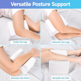 CloudBliss knee pillow breathable soft fabric stays cool all night.