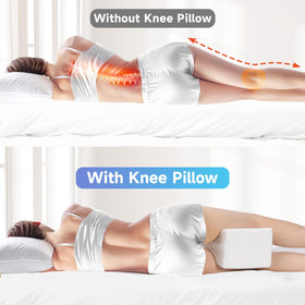 CloudBliss knee pillow dual-concave design stays in place for secure side sleeping.