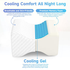 CloudBliss knee pillow ergonomic contour aligns spine during side sleep.