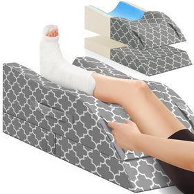CloudBliss leg elevation pillow with removable bottom layer for adjustable height.