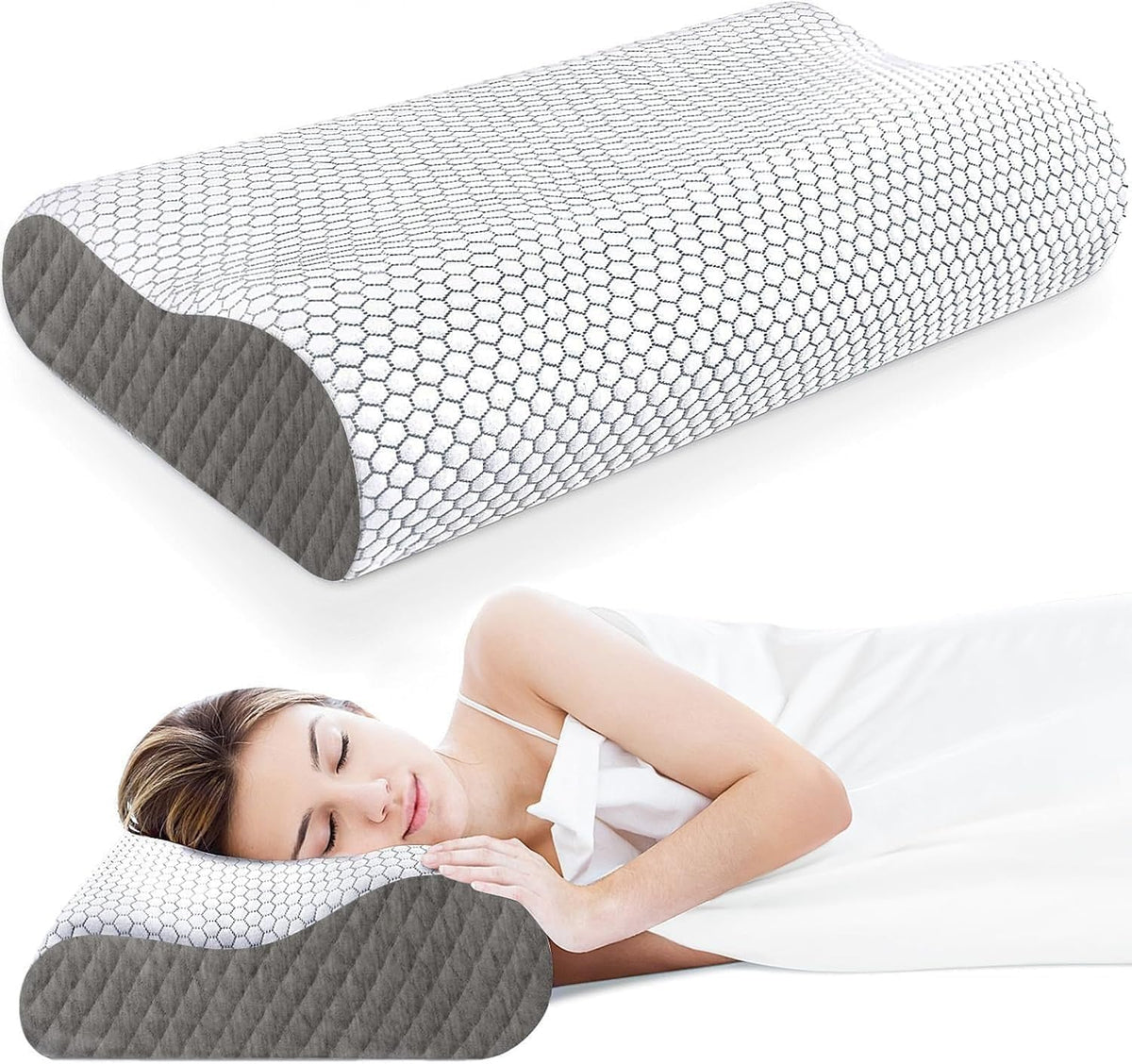 CloudBliss memory foam pillow close-up showing cloud-like neck support