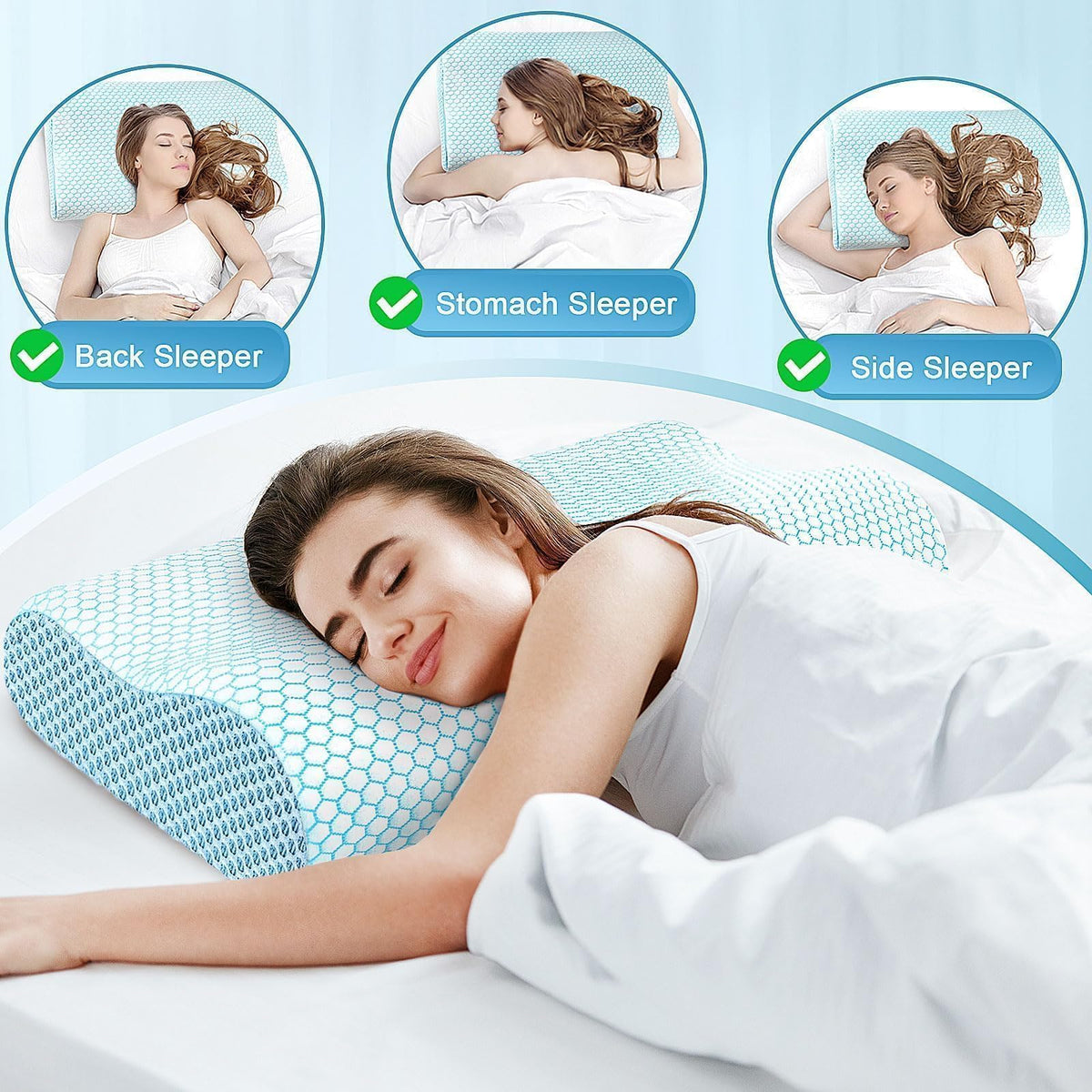 Blue CloudBliss neck pillow in standard size for nightly use