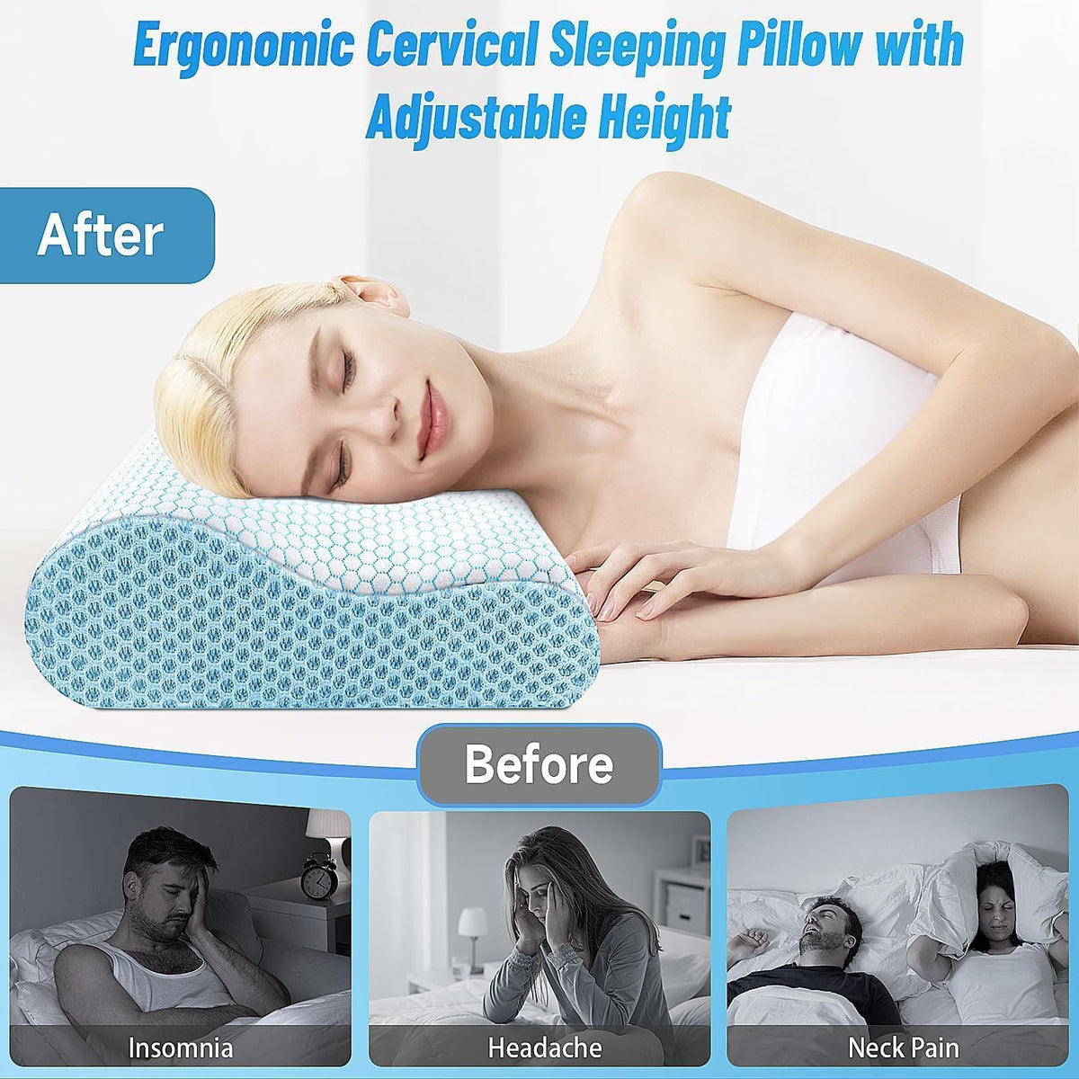 CloudBliss pillow with removable machine-washable cover for easy care