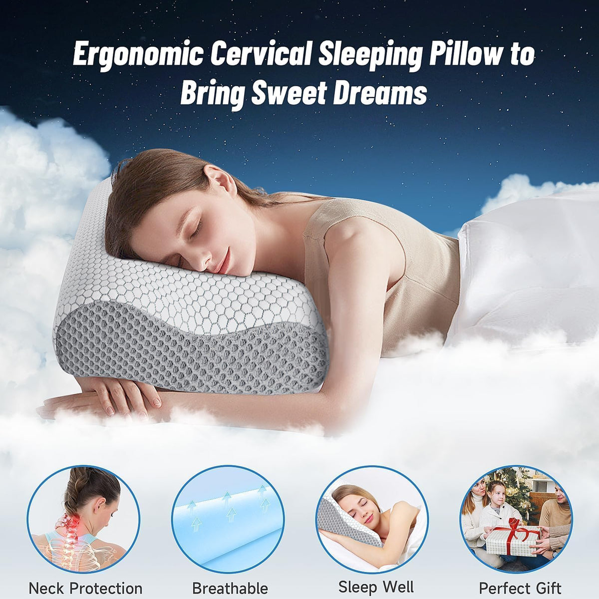 CloudBliss pure cotton pillowcase keeps skin dry and comfortable