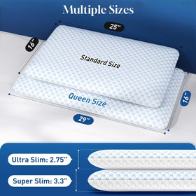 CloudBliss Thin Pillow 2.75 in-bed use demonstrated in a compact bedroom setup.