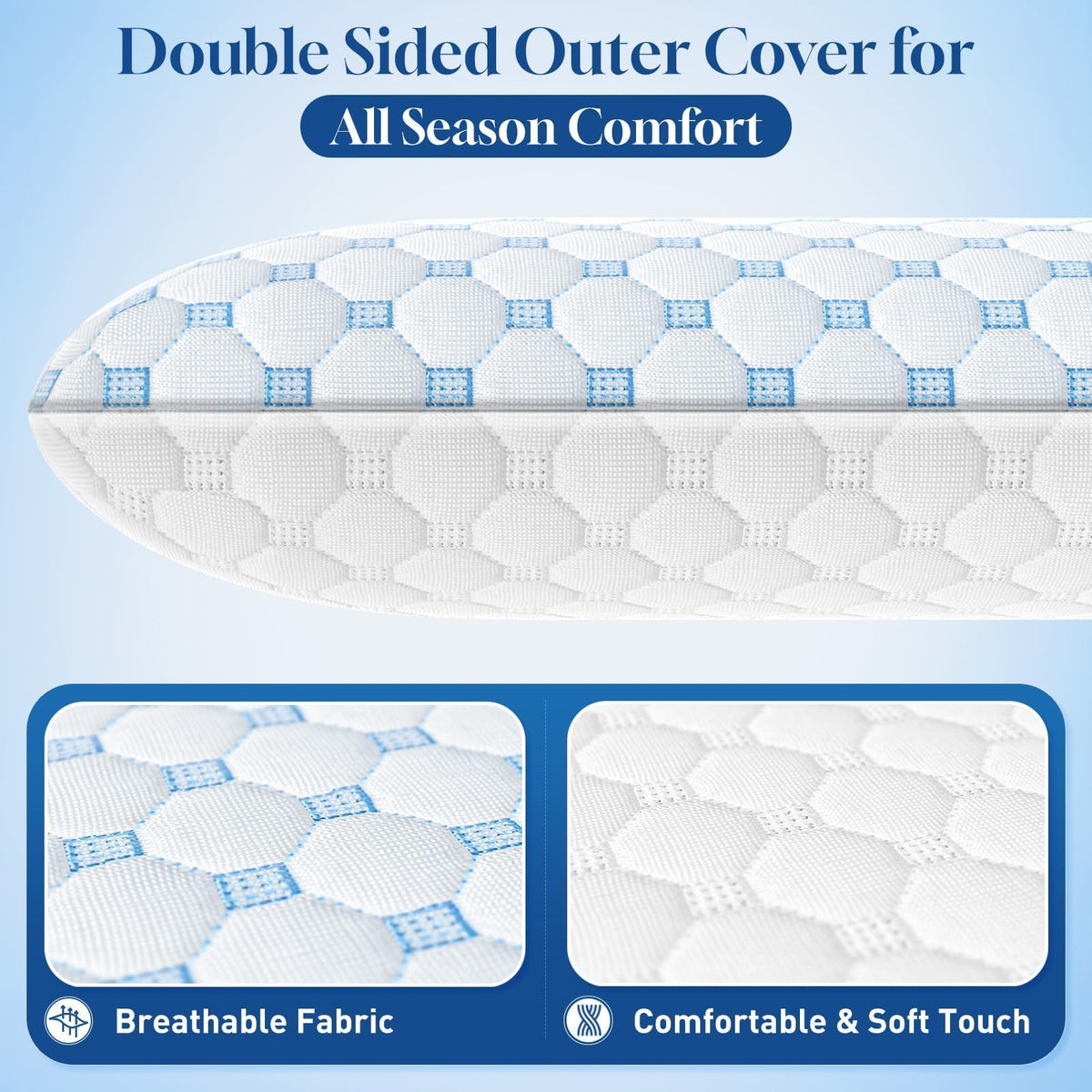 CloudBliss Thin Pillow 2.75 side view, low-profile neck support.