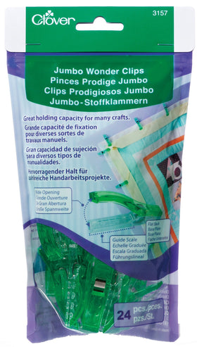 Clover Jumbo Wonder Clips showing wide-open jaws for securing multiple fabric layers