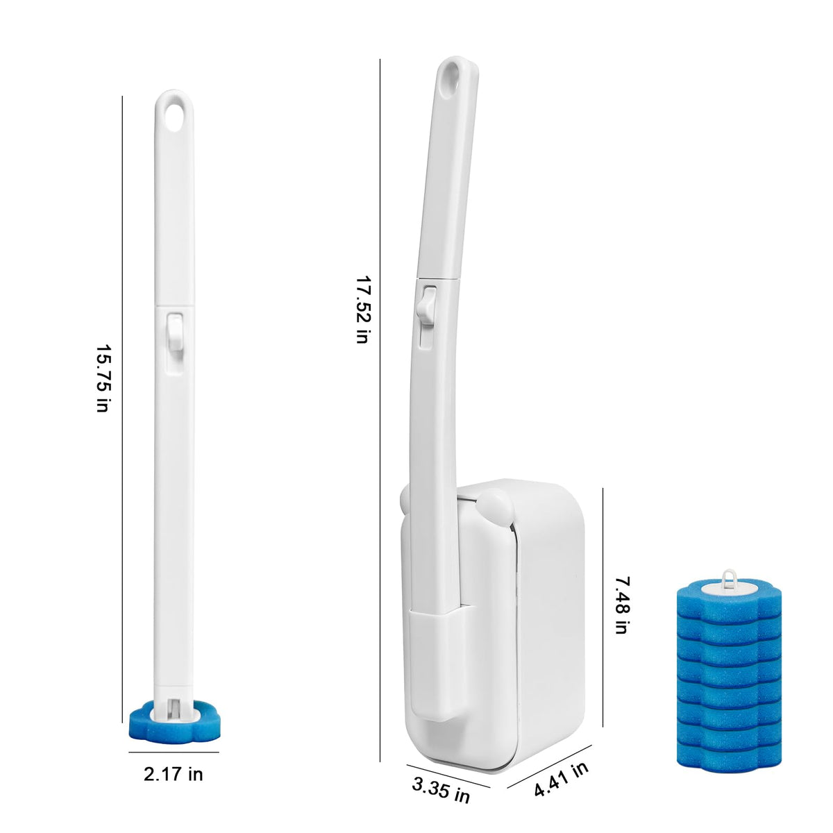 Clowand wall-mounted brush holder keeps bathroom tidy and accessible.