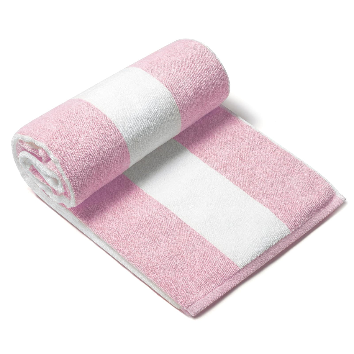 CLOWOOD plush oversized beach towel in pink striped, perfect for poolside lounging.