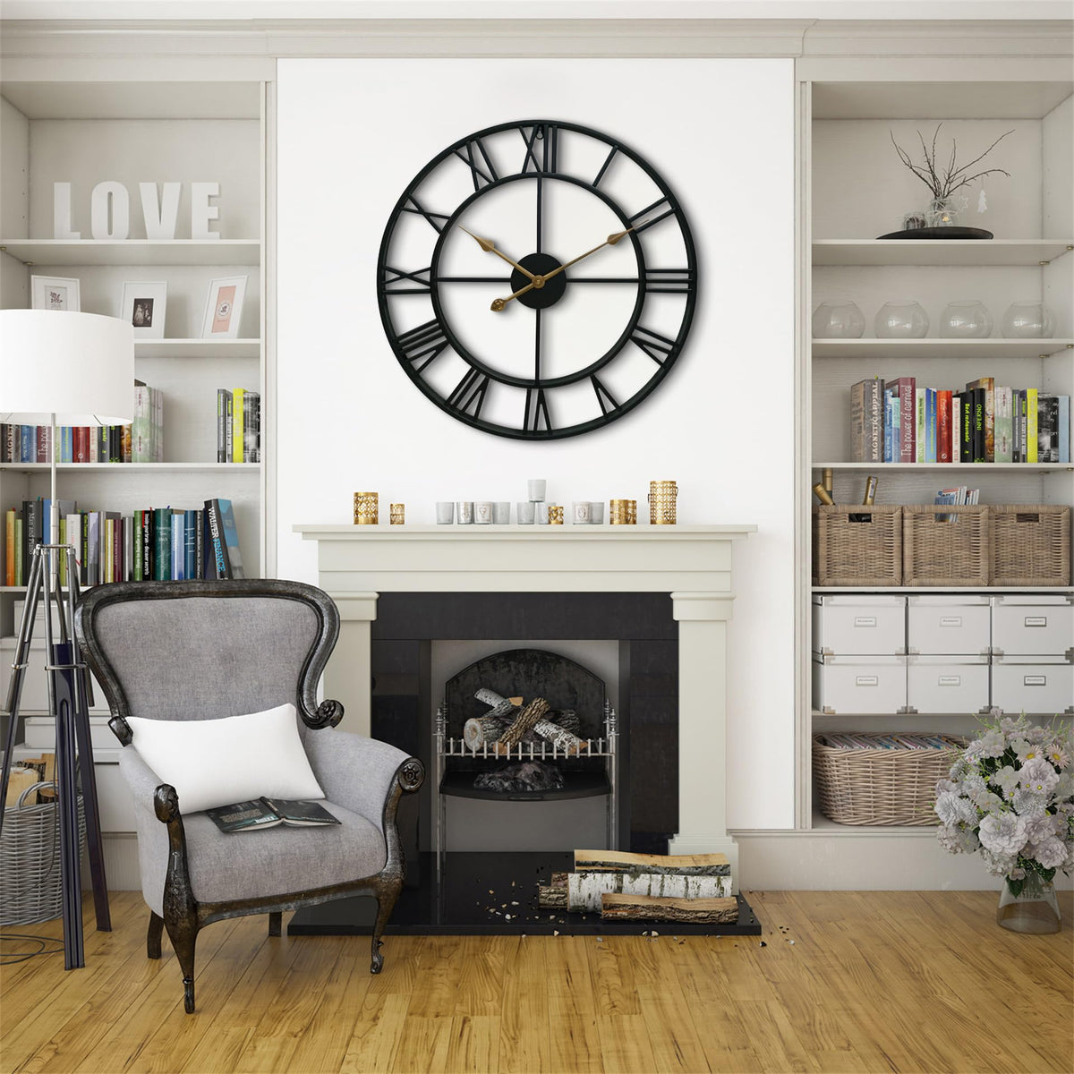 CLXEAST Entryway wall clock 24-inch greets guests with clear time cues.