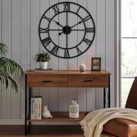 CLXEAST Fireplace wall clock 24-inch anchors the mantel with style.