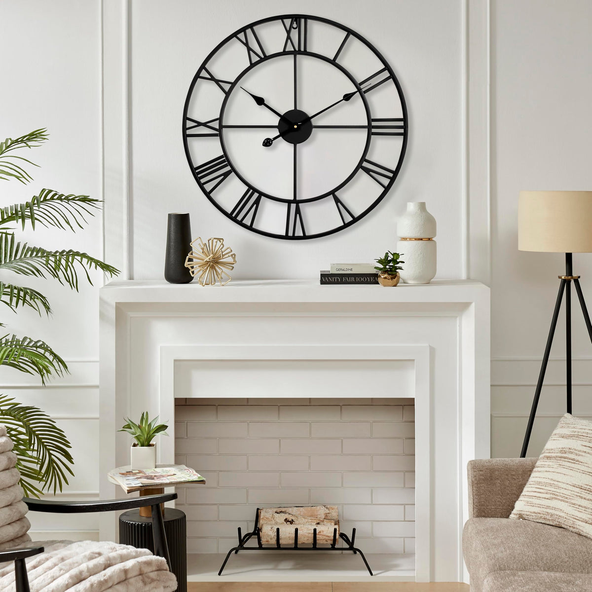 CLXEAST Living room clock with roman numerals elevates home decor and readability.