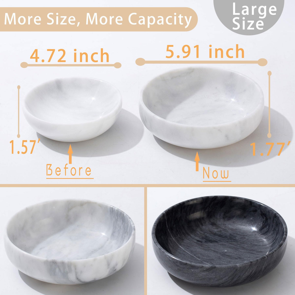 CM CHIC MONDAY natural marble bowl close-up showing rich gloss and craftsmanship.