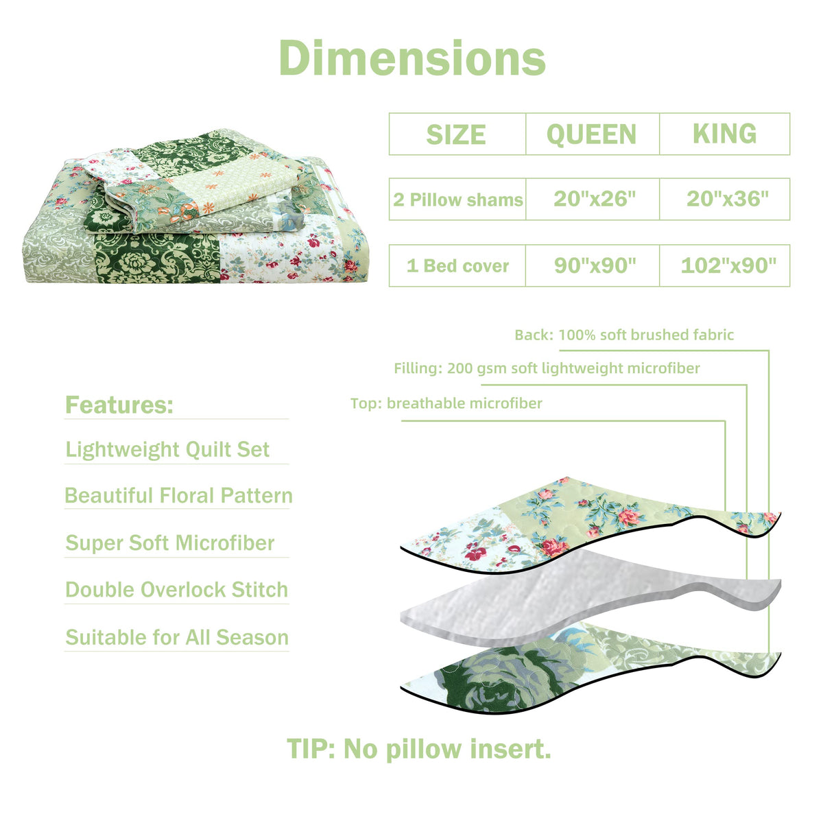 Bedroom ambiance with floral quilt offering a fresh, inviting feel.