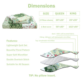 Bedroom ambiance with floral quilt offering a fresh, inviting feel.