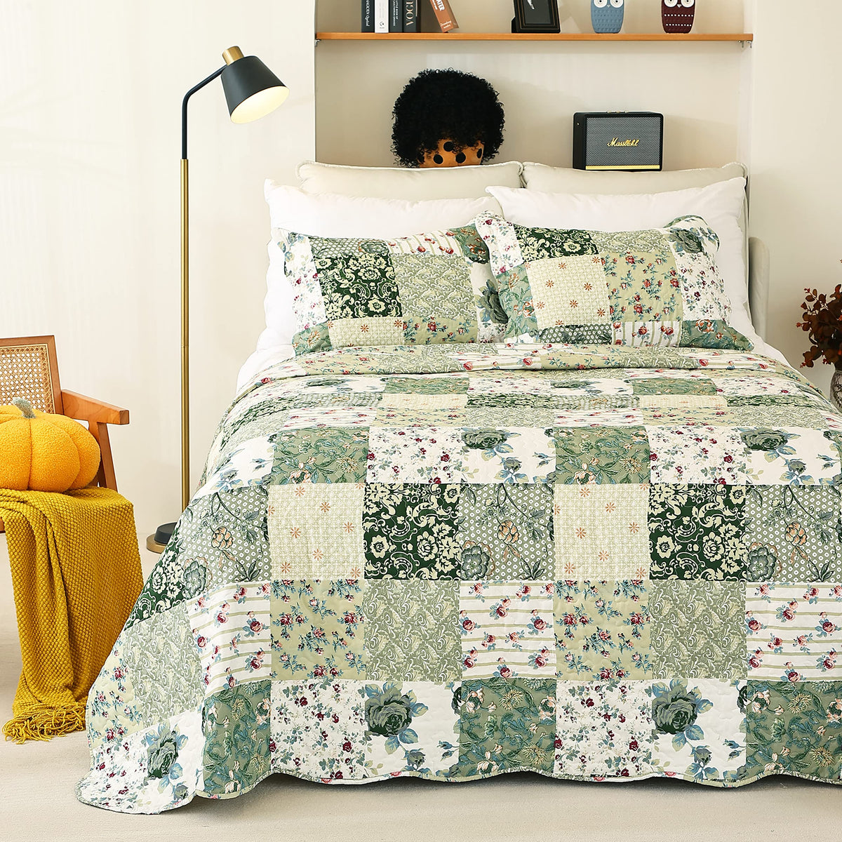 Cmfshape queen quilted bedspread, reverse side visible for versatile styling.