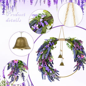 CMINAUS Artificial Hoop Wreath features green leaves and pine needles for versatile decor.