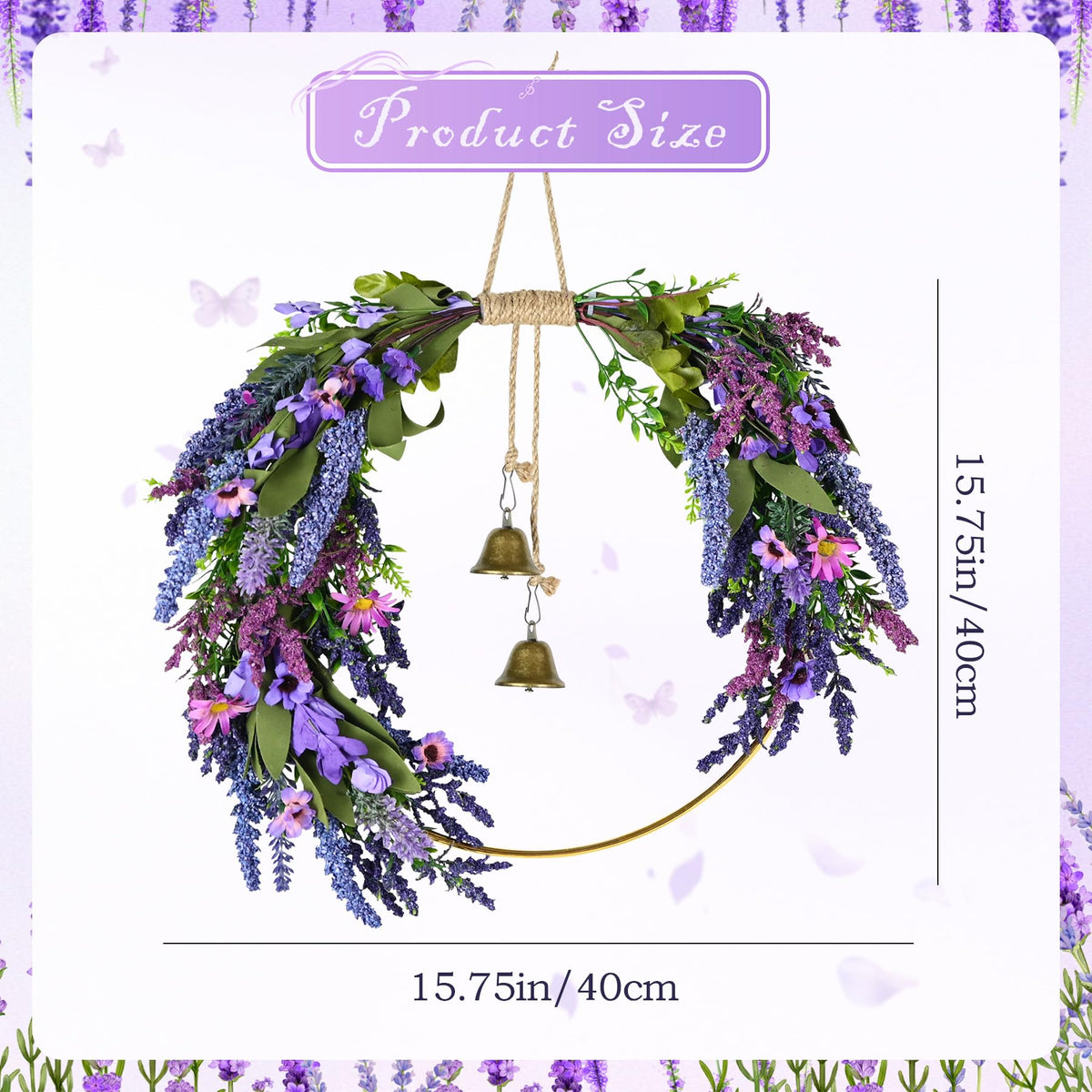 CMINAUS Spring Wreath with purple daisy flowers brightens porches and windows.