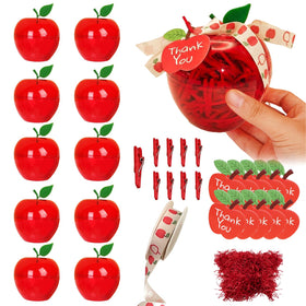 CMSSHUAI apple container set with red body and green leaves for teacher gifts.