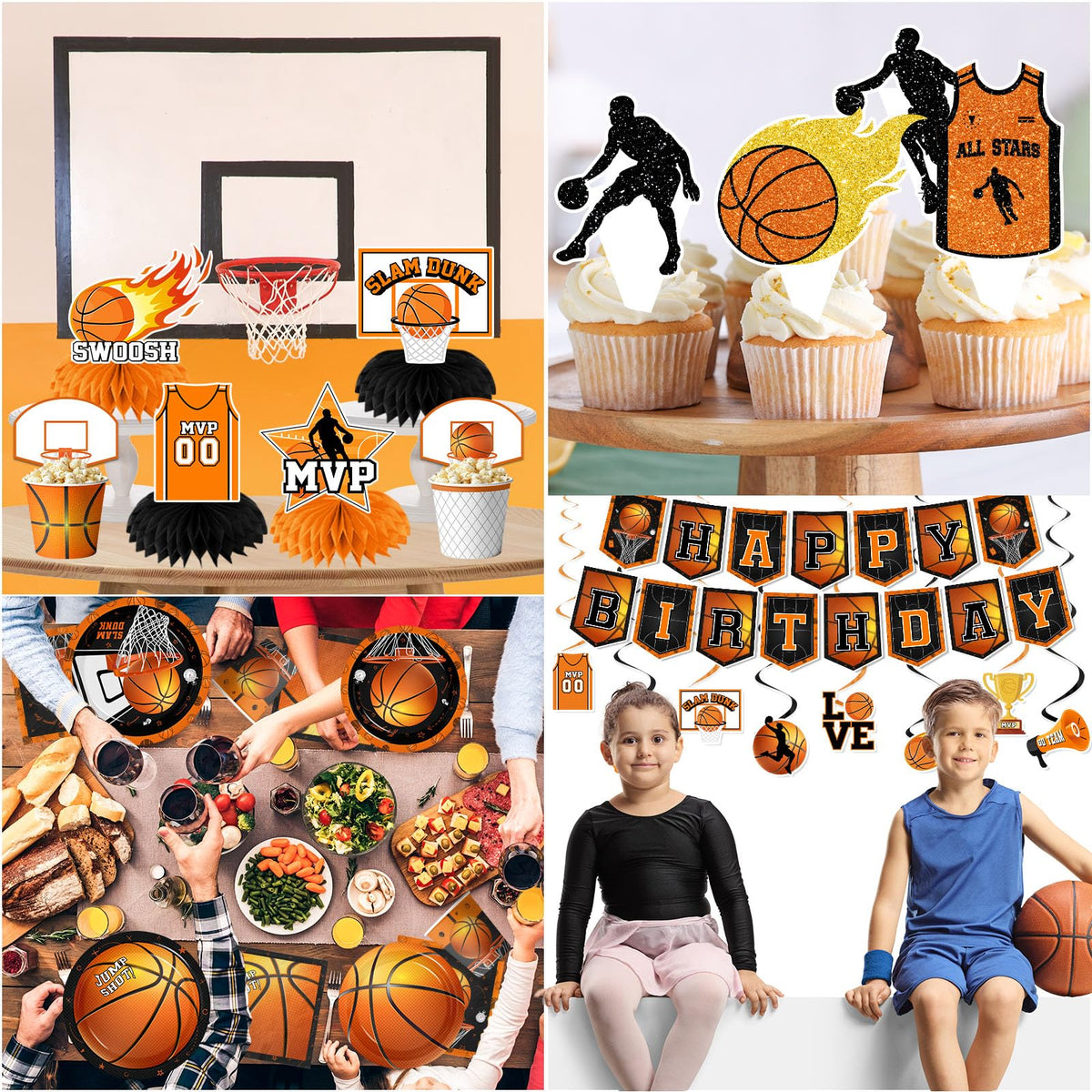 CMUSKO hanging swirls create dynamic motion for a sports-themed party