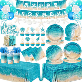 CMUSKO beach birthday banner for festive seaside celebrations and photos