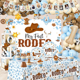 CMUSKO Birthday hat and tablecloth add playful rodeo charm