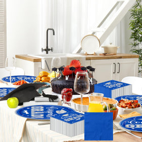CMUSKO blue silvery theme tableware elevates party ambience
