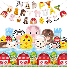 CMUSKO farm birthday banner for a festive barnyard party backdrop