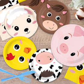CMUSKO farm plates 9in feature cheerful animals and party-friendly design