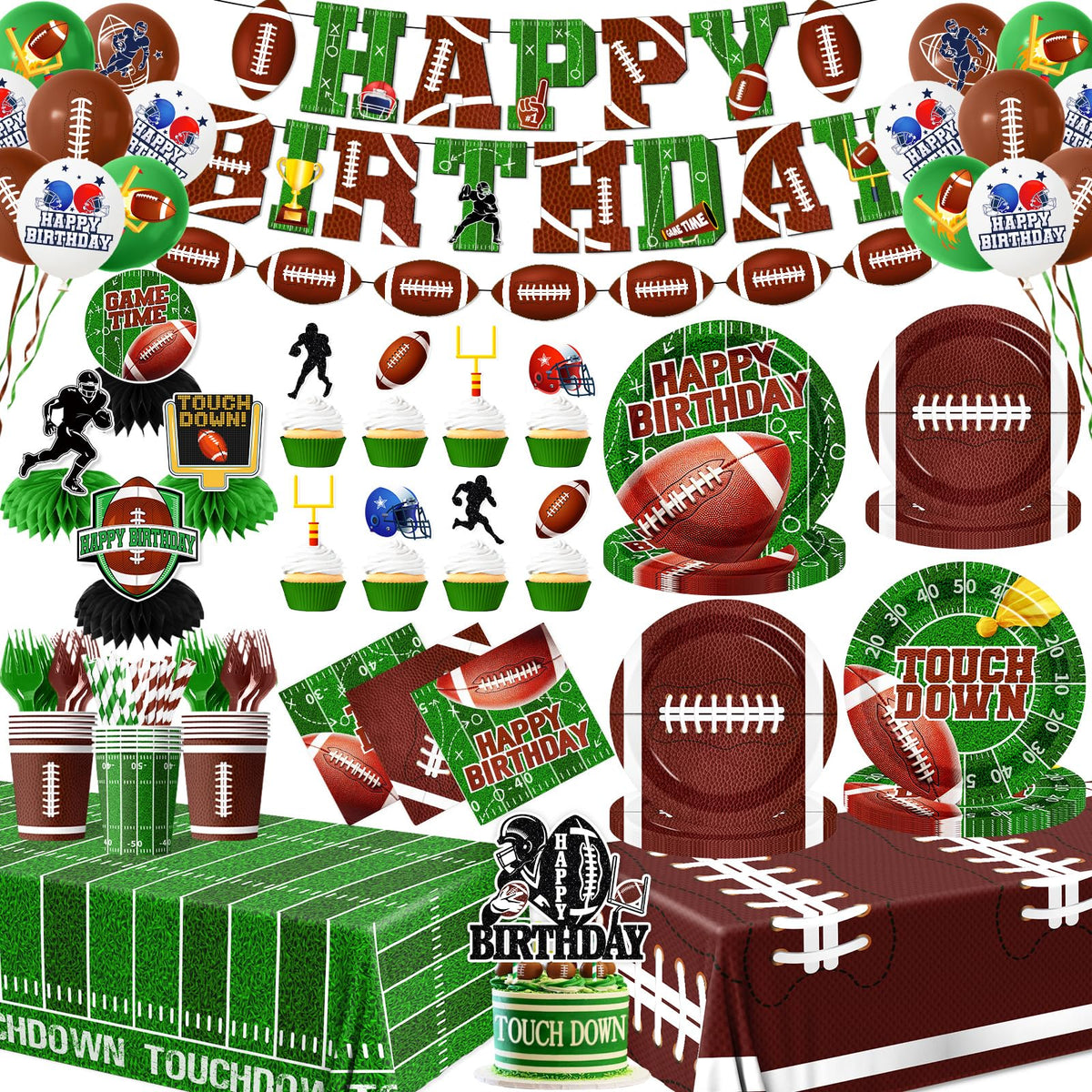CMUSKO football plates with field design for easy party meals.