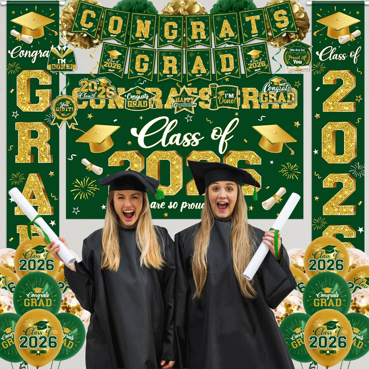 CMUSKO graduation green honeycomb centerpieces elevate tabletops.